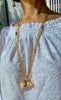 tiny mighty seashell, chain, coral and Japan Kasumi pearl necklace #1