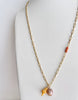 tiny mighty seashell, chain, coral and Japan Kasumi pearl necklace #1