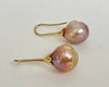 fluted 14K yellow gold Japan Kasumi pearl earrings