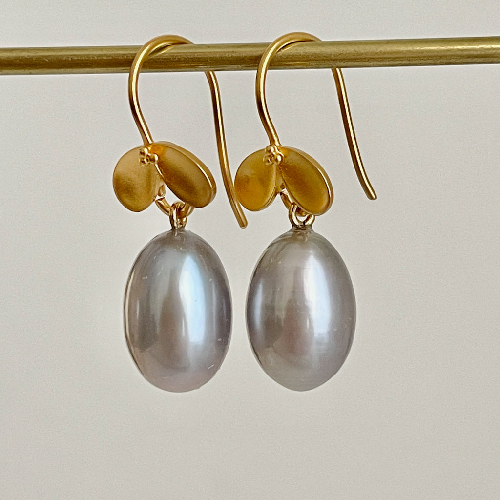 long silver pearl fruiting earrings