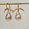 pink moon drop pearl earrings
