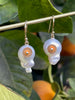 I SEE YOU pearl earrings with brass and orange
