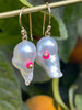 I SEE YOU pearl earrings with neon pink