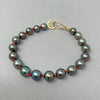 Tiny Tahitian pearl bracelet with RED knots