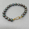 Tiny Tahitian pearl bracelet with RED knots
