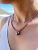 dusty rose sapphire and cherry Tahitian pearl necklace