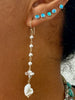 light weight long silver pearl dangle earrings
