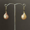 beautiful pair of peach/apricot Japan Kasumi pearls on 14K gold ear wires