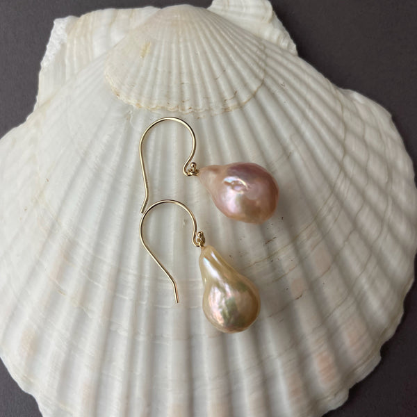 long drop Japan Kasumi pearls on 14K ear wires
