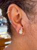 keshi pearl and striped shell stud earrings