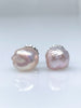 sweet soft pink rosebud pearl stud earrings
