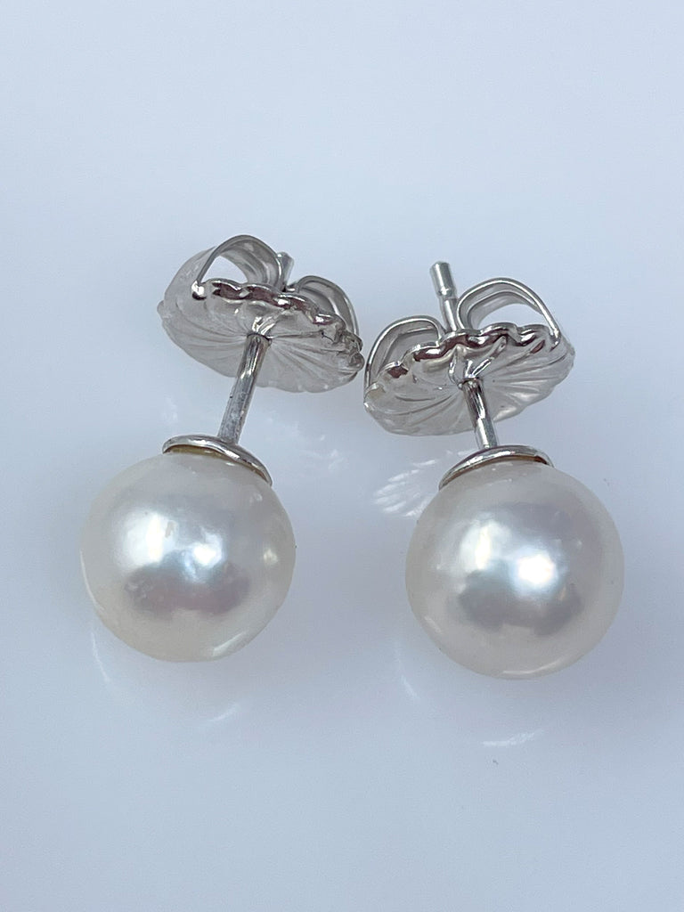 9mm easy white pearl studs