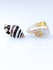 keshi pearl and striped shell stud earrings