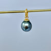 deep dark Tahitian pearl pendant with green feelings