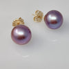 high luster 11mm pink/lavender fresh water pearl studs