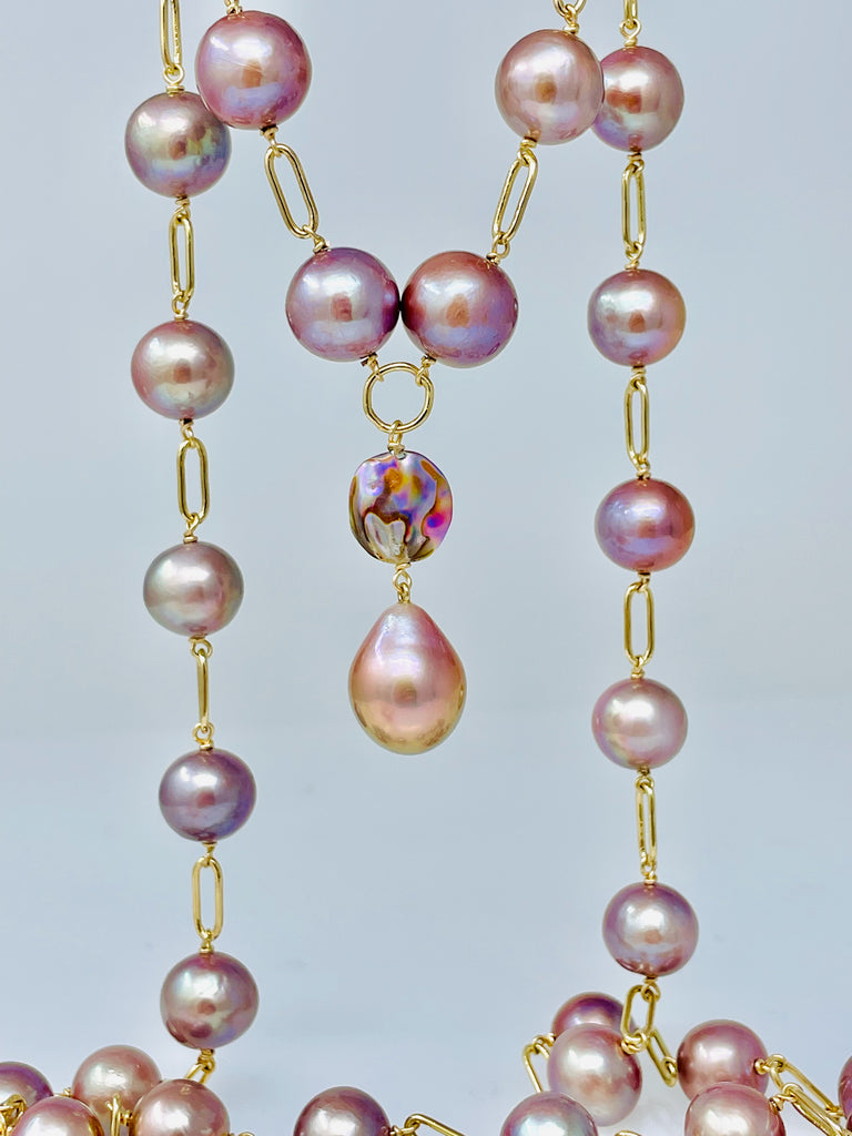 lavender link pearl necklace