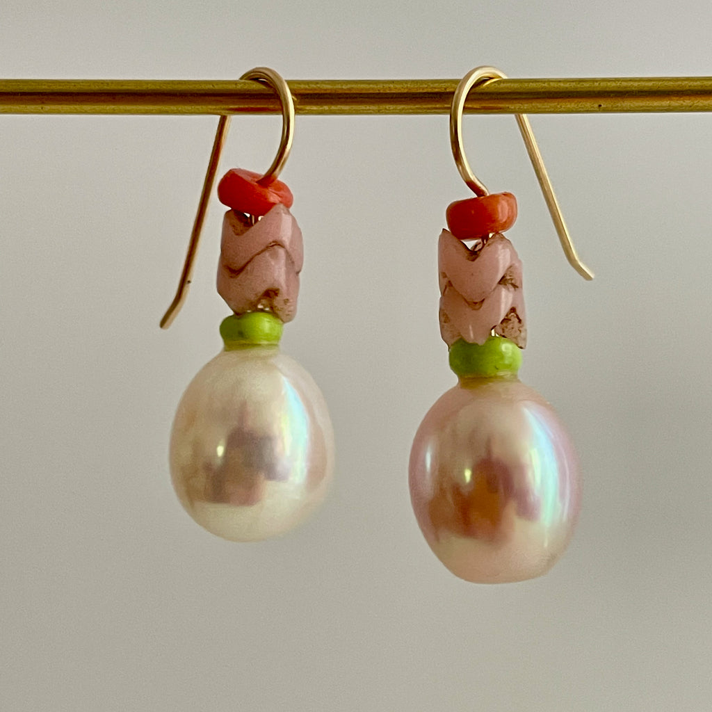 funky fun soft summer pearl earrings