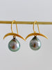 crescent earrings with silver blue Tahitian drop pearls