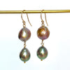 two tier Tahitian and Japan Kasumi pearl earrings