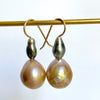 funky fun Tahitian and golden pondslime pearl earrings
