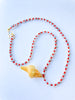 conch shell and coral/ keshi pearl necklace