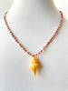 conch shell and coral/ keshi pearl necklace