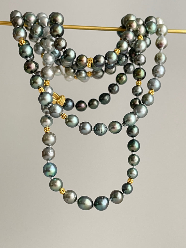 50" long rope of tiny Tahitian pearls