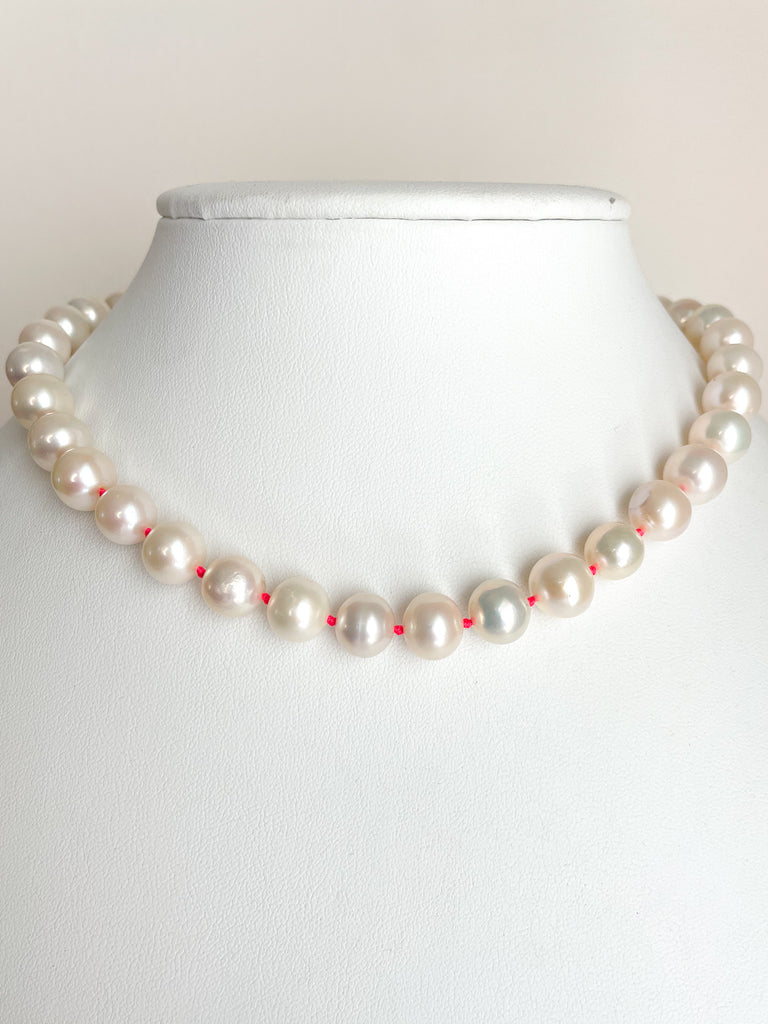 delightful funky white pearls on neon knots