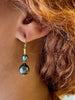 stacked gold Tahitian drop pearl earrings