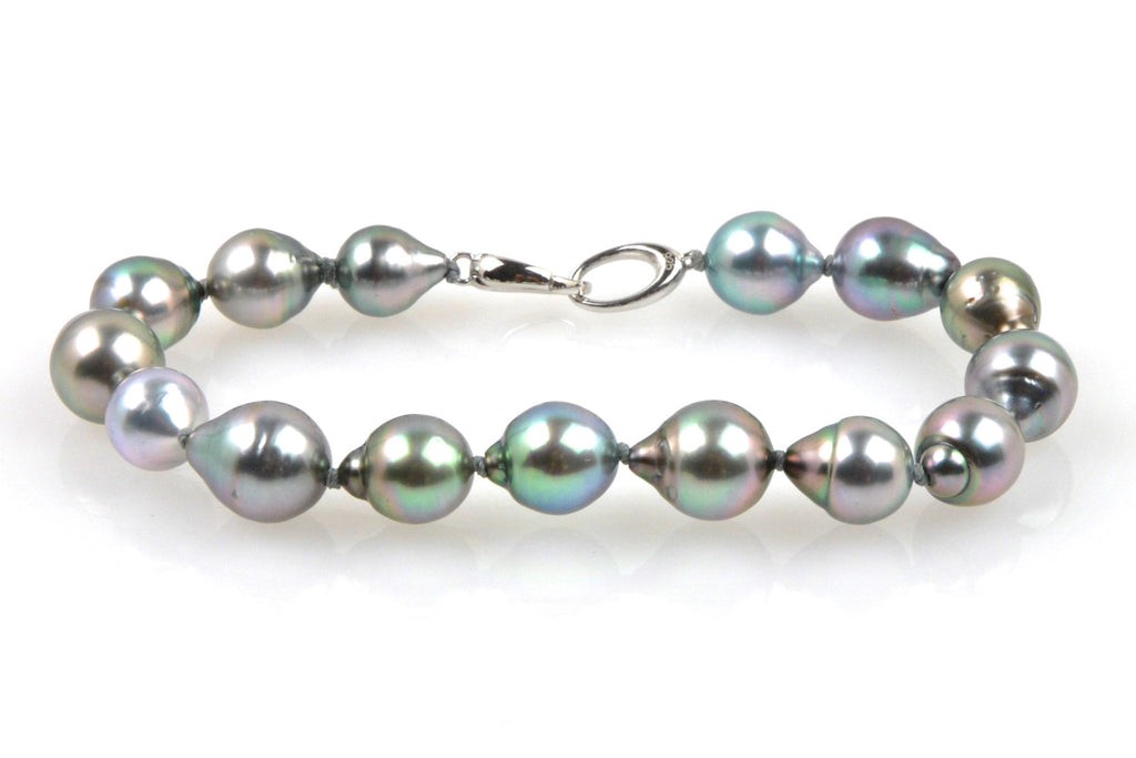 silver wave tahitian drop pearl bracelet