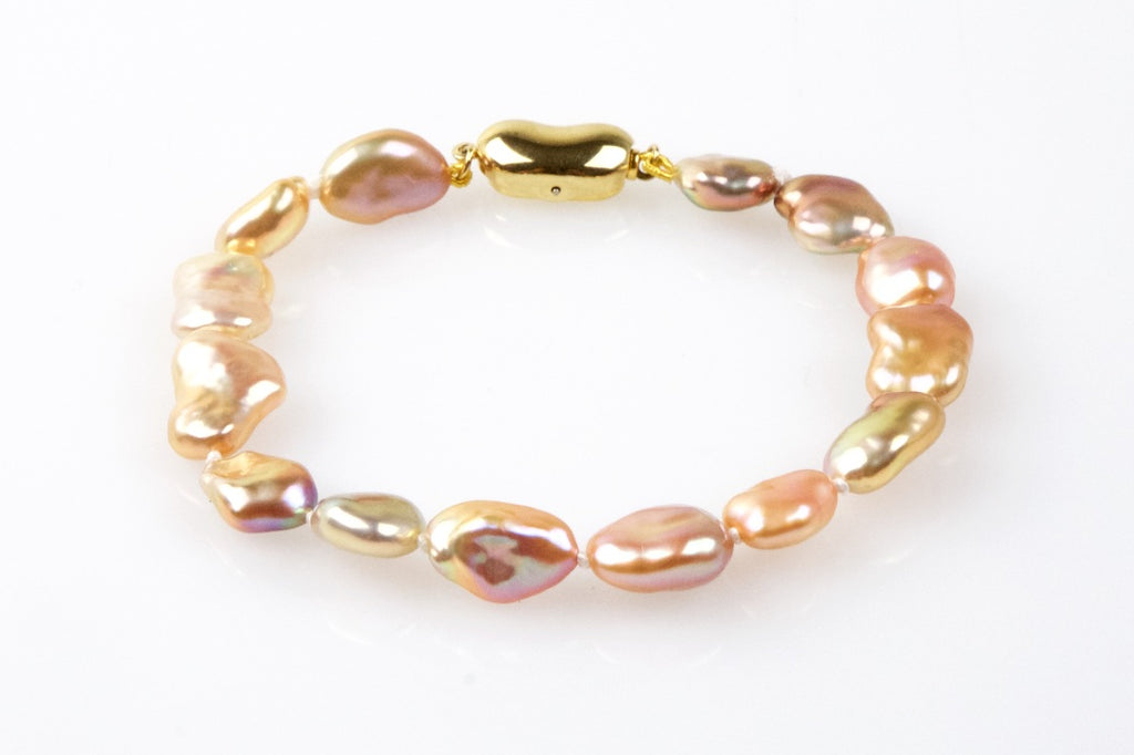 metallic luster keshi bracelet