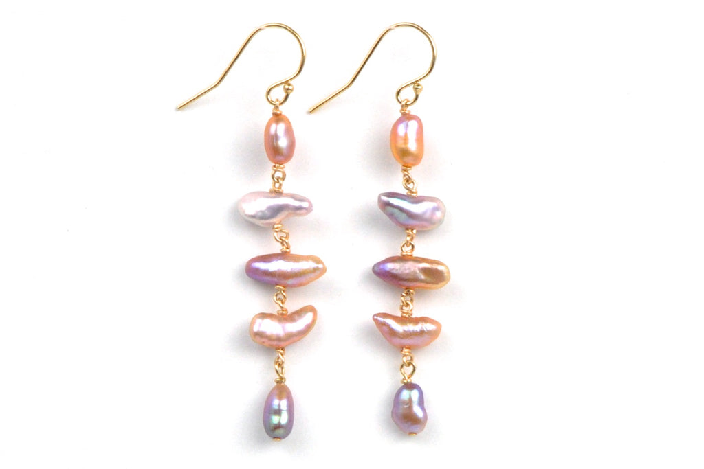 colorful "keshi" cascade earrings