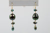 deep black rainbow tahitian pearl cascade earrings