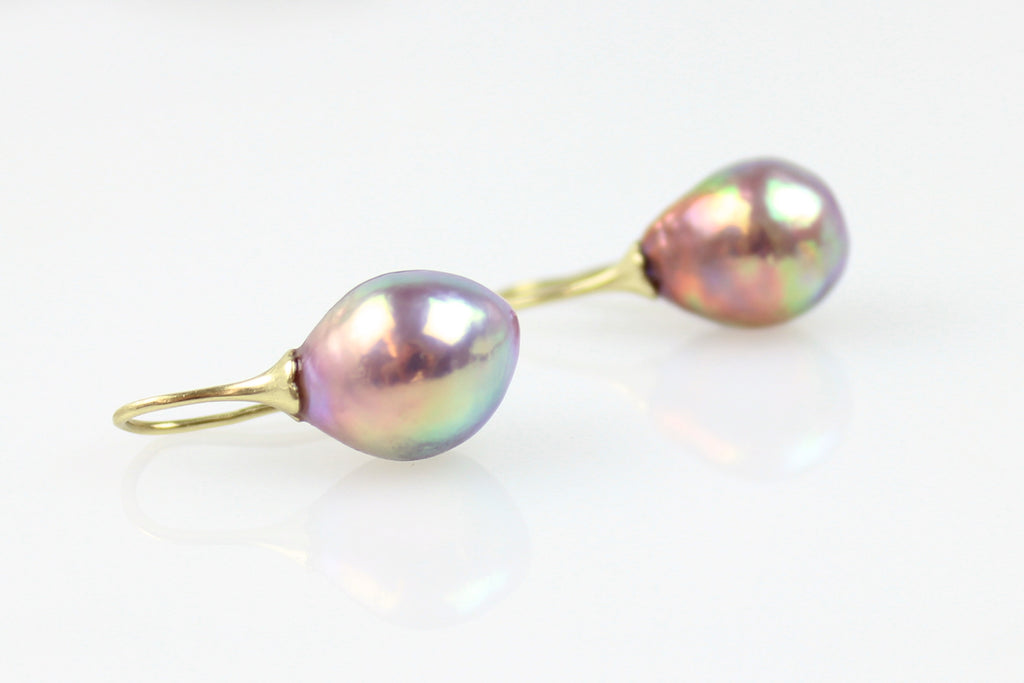 metallic luster rainbow fruiting pearl earrings