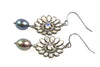 topaz daisy and dyed peacock pearl earrings