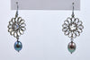topaz daisy and dyed peacock pearl earrings