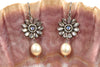 topaz daisy and apricot pearl earrings