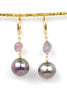 sapphire and peacock tahitian pearl earrings