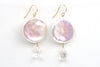 full moon quartz crystal and pearl earrings