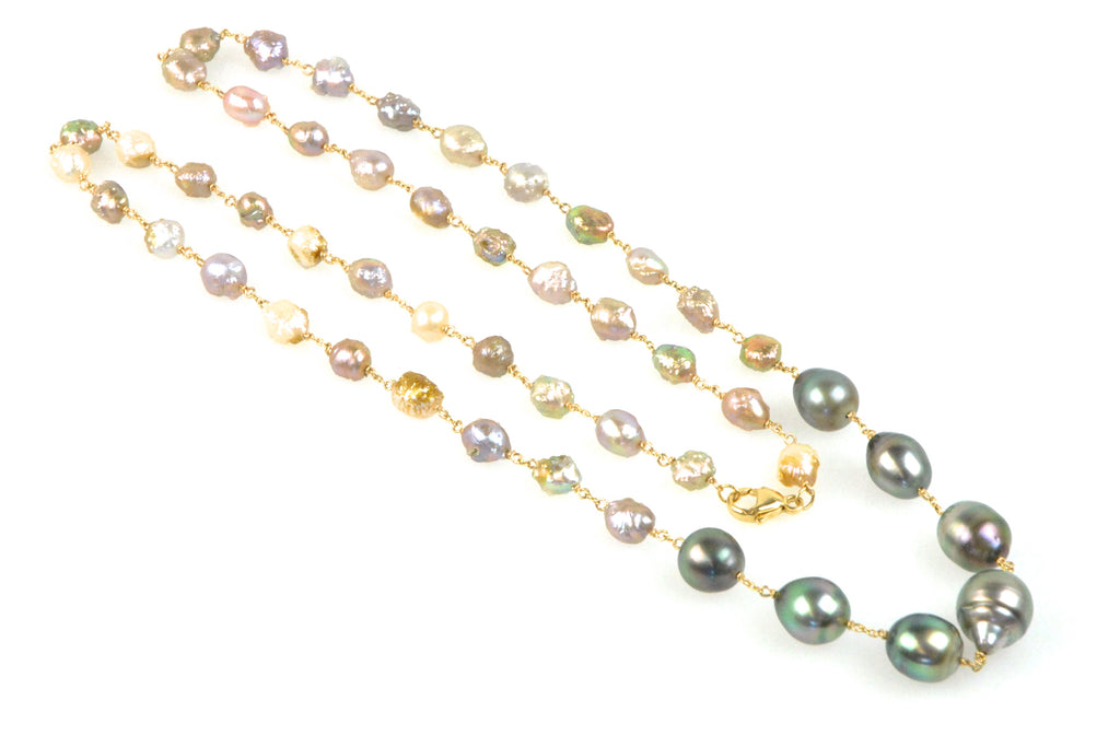 tahitian and rosebud pearl necklace