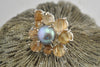rutilated quartz and pearl cocktail ring