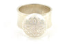 white carved flower pearl sterling band