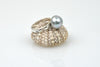 etched arrows sterling silver and soft silver tahitian pearl ring