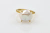 faceted pearl brass claw ring