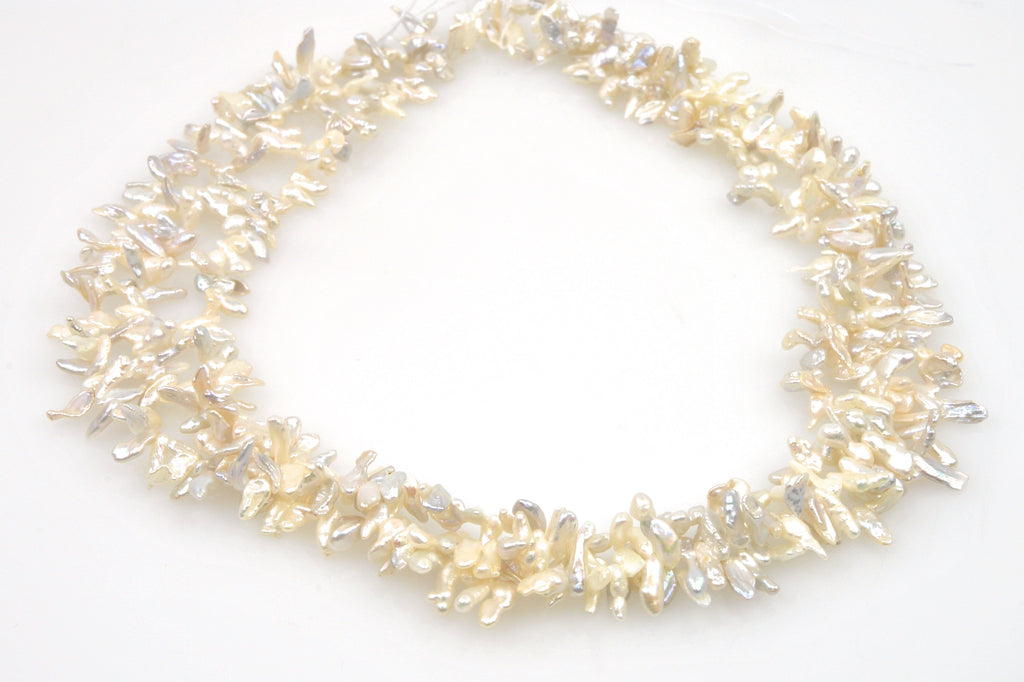 3 strand lot of "keshi" sliver pearls