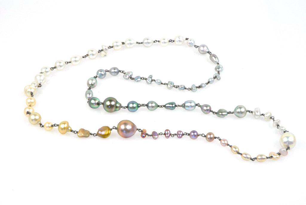 all seasons mixed pearl wrap necklace