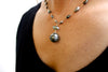carved with a braid Tahitian pearl wrap necklace