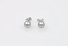 tiny silver button pearl  post earrings