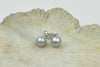tiny silver button pearl  post earrings